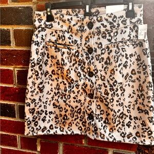Maurices Animal Print Mini Skirt with Button Detail